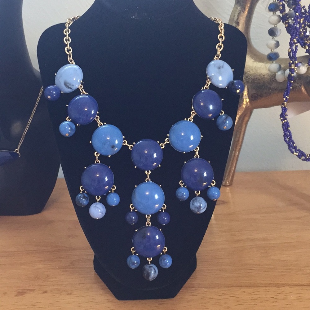 Blue Bubble Statement Necklace & Earring Set